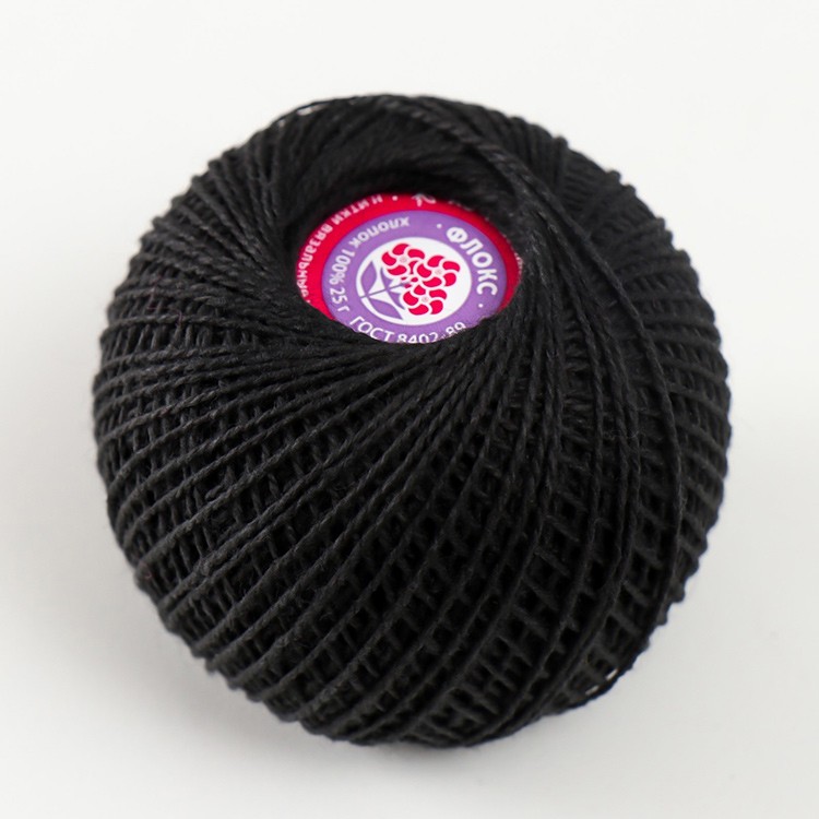Пряжа ПНК им.Кирова Флокс (4305), черный, 5 шт. по 25 г — картинка 2