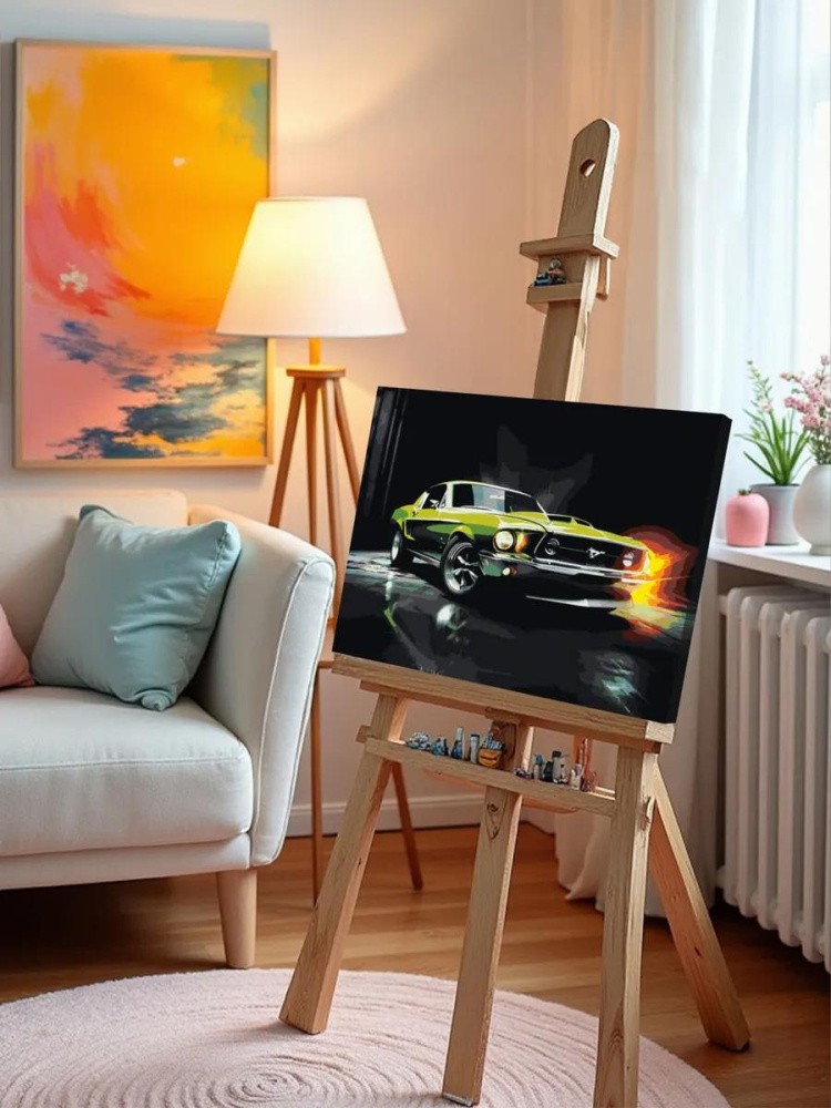 Картина по номерам «Машины: Форд Мустанг в гараже» — картинка 9