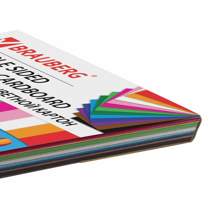 Картон цветной А4 тонированный в массе, 48 л., 12 цв., склейка, 180 г/м2, brauberg — картинка 3