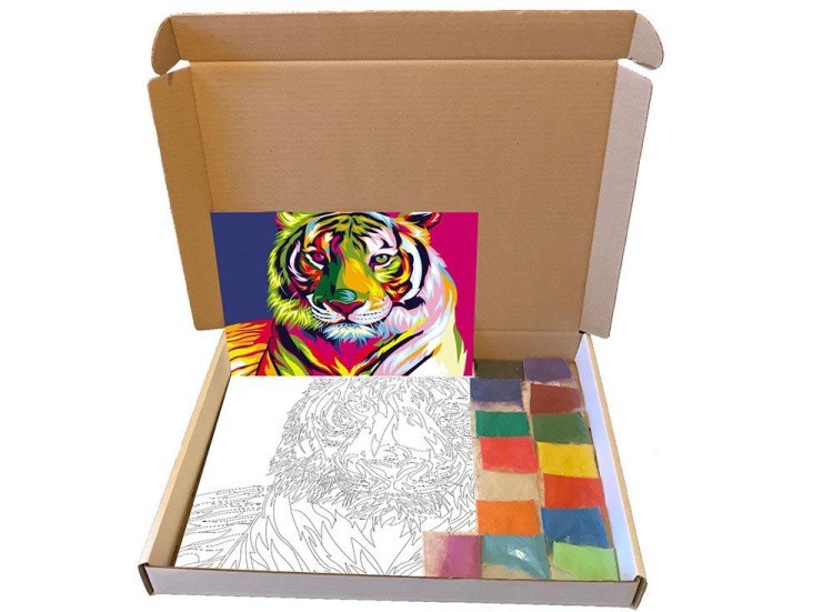 Картина цветным песком «Тигр» — картинка 5