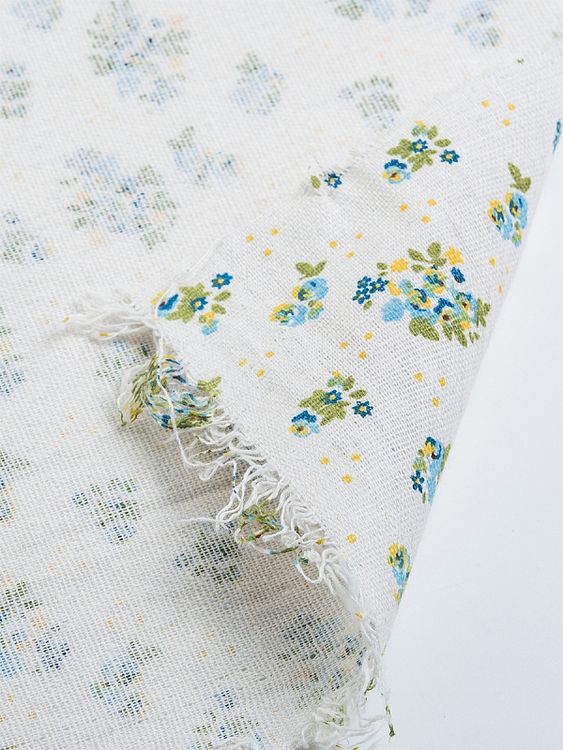 Ткань Лен, 140 г/м², 5 м x 150 см, цвет: белый, цветочный принт, TBY — картинка 5