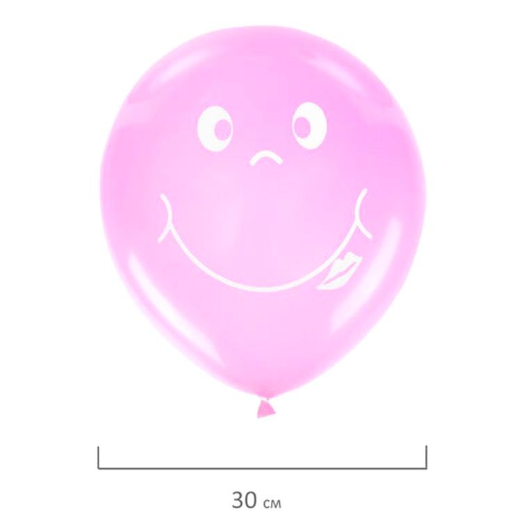 Шары воздушные «Смайл», 12" (30 см), комплект 5 шт., ассорти 5 цветов — картинка 3