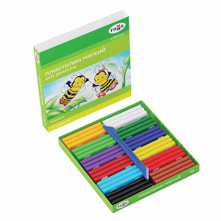 Пластилин восковой Gamma «Пчелка», 12 цветов, 180 г, со стеком — картинка 4