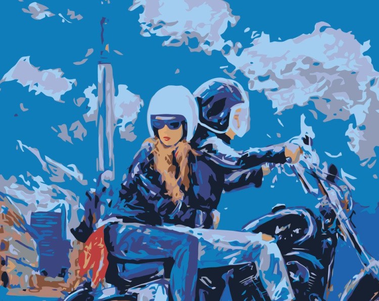 Картина по номерам «Пара на мотоцикле»