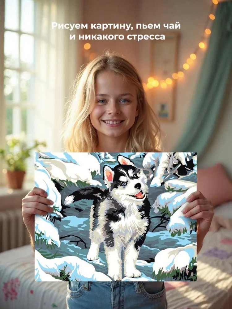 Картина по номерам «Щенок хаски» — картинка 6