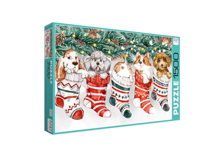 Пазлы «Новогодние щенки» — картинка 2