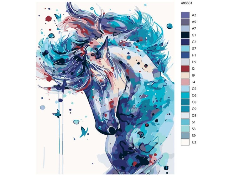 Картина по номерам «Синяя лошадь» — картинка 2
