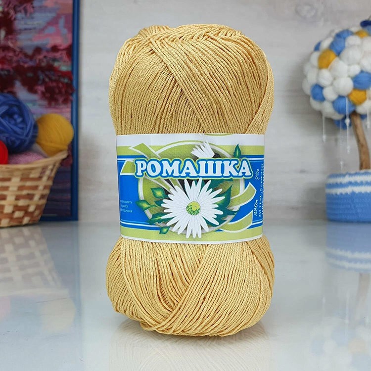 Пряжа ПНК им.Кирова Ромашка (5502), золотой песок, 5 шт. по 75 г — картинка 2