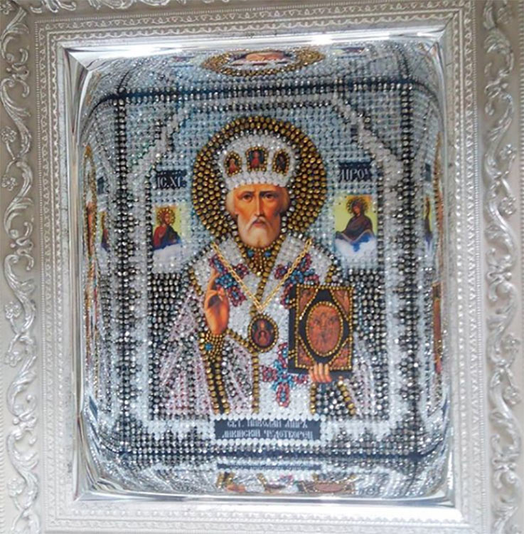 Вышивка Образа в каменьях «Николай Чудотворец» — картинка 4