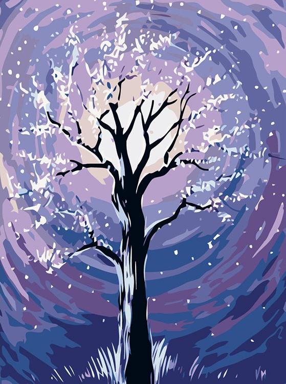Картина по номерам «Закатное дерево»