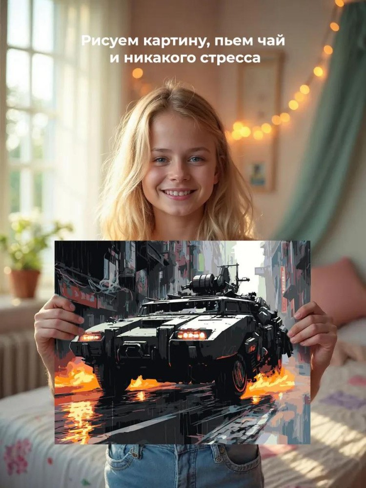 Картина по номерам «Машины: Автомобиль в мире киберпанка» — картинка 6