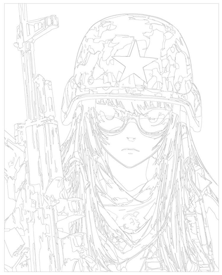 Картина по номерам Девушка в стиле аниме с автоматом — картинка 3