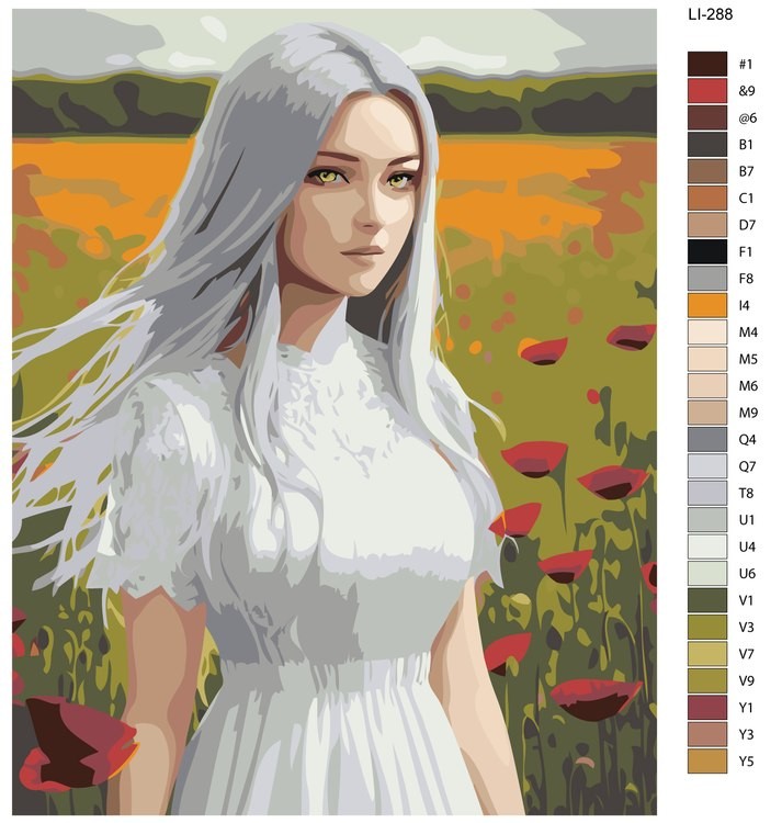 Картина по номерам «Девушка со светлыми волосами в поле» — картинка 2