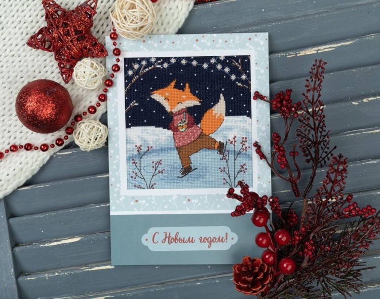 Набор для вышивания «Открытка. Вечер на катке» — картинка 4