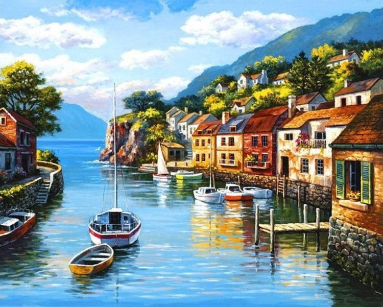 Картина по номерам «Яхты у пирса» — картинка 2