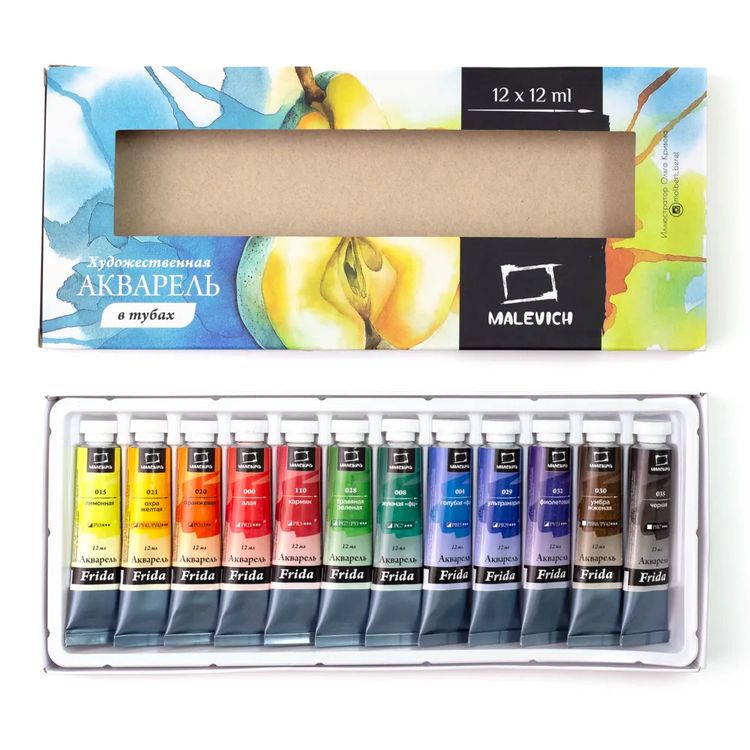Набор акварельных красок «Frida», 12 цв. по 12 мл, Малевичъ — картинка 2