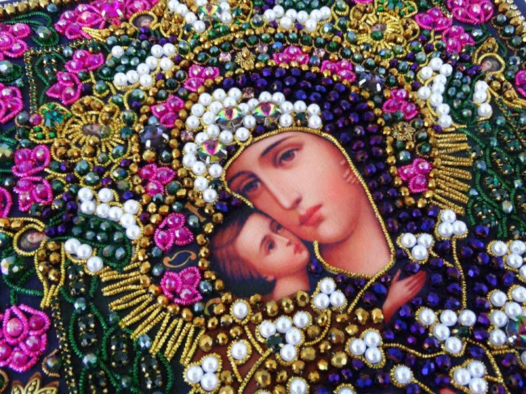 Набор для вышивания хрустальными камнями Богородица «Феодоровская» (маленькая) — картинка 3