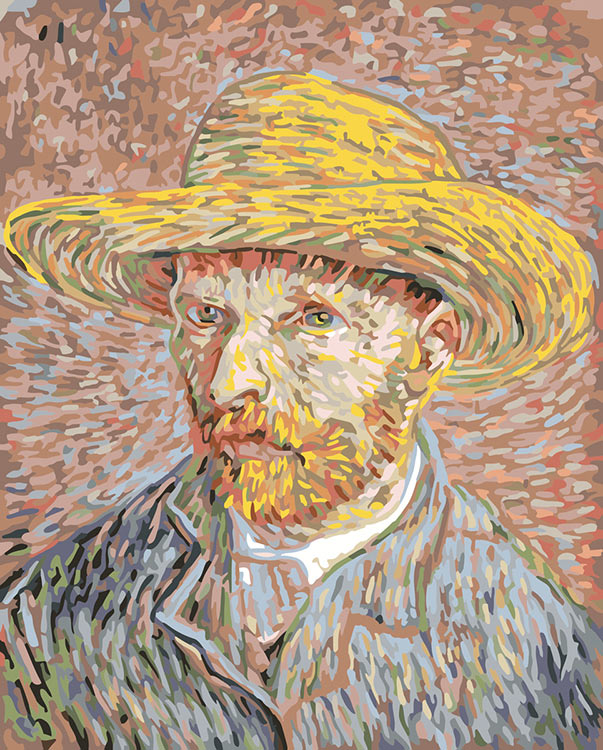 Картина по номерам «Винсент ван Гог, Автопортрет в соломенной шляпе»