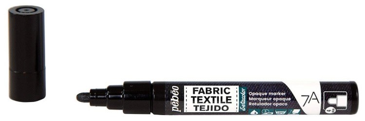 Маркер для темных и светлых тканей Pebeo 7A Opaque, 4 мм, перо круглое, черный