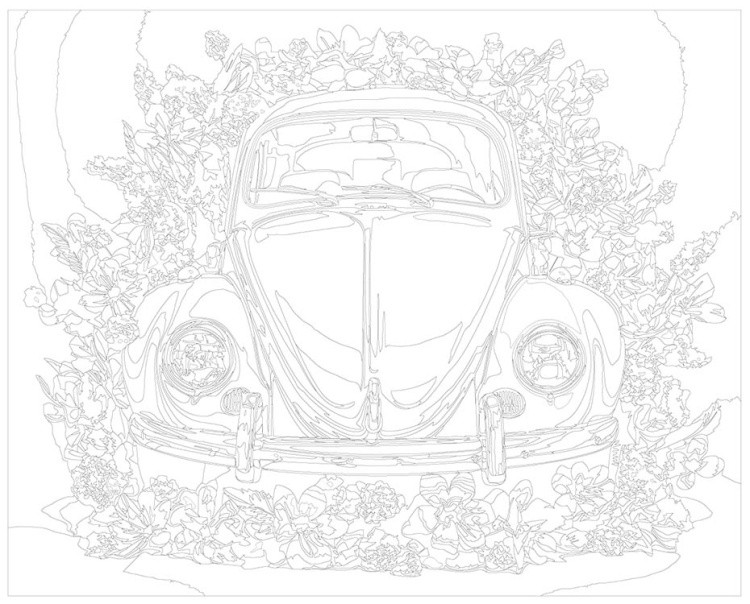 Картина по номерам «Машины: Розовый Фольксваген Жук в цветах» — картинка 3
