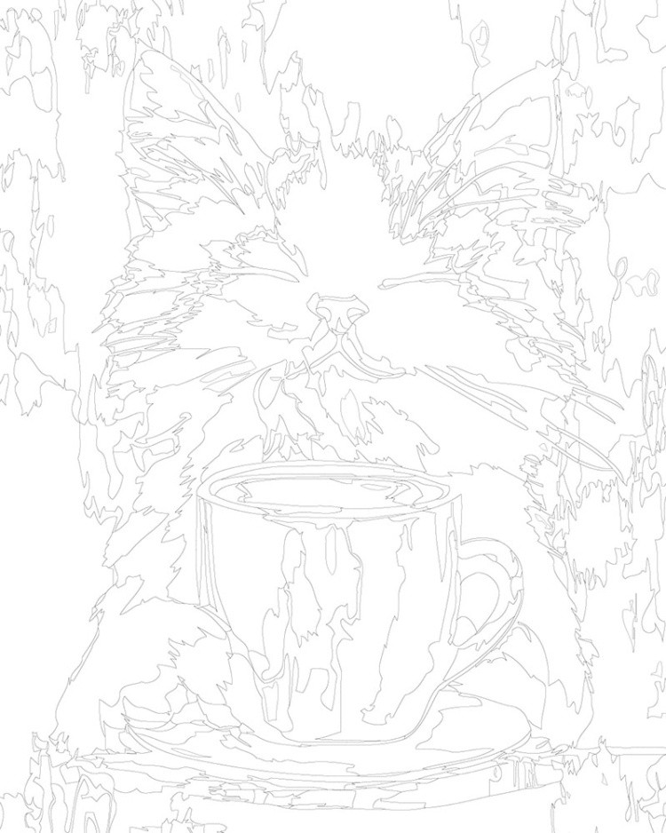 Картина по номерам «Коты и кошки: милый котик с чашкой кофе» — картинка 3