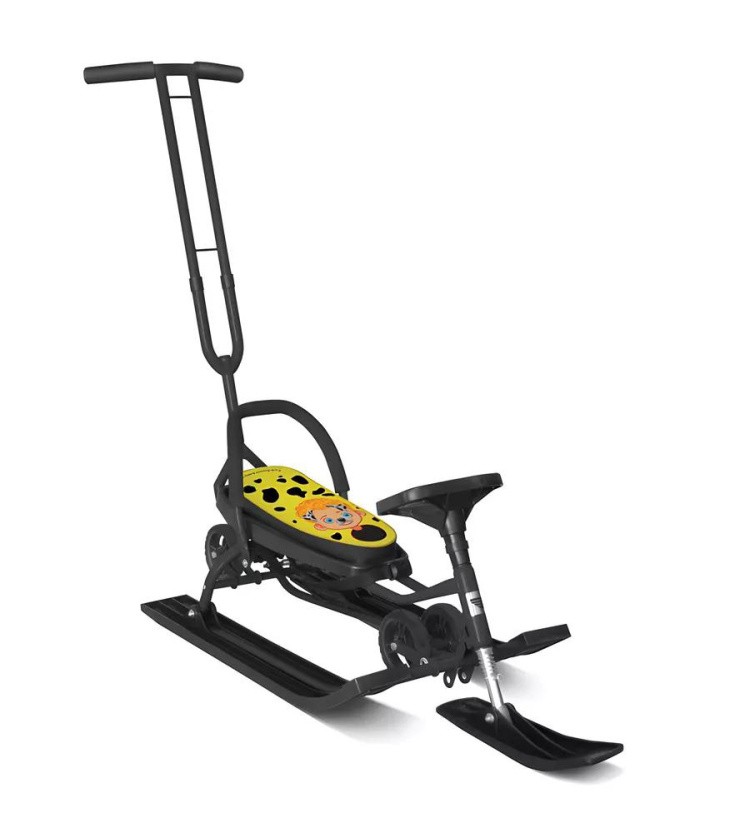 Снегокат детский 111 Mobile с ручкой (чёрный) — картинка 4