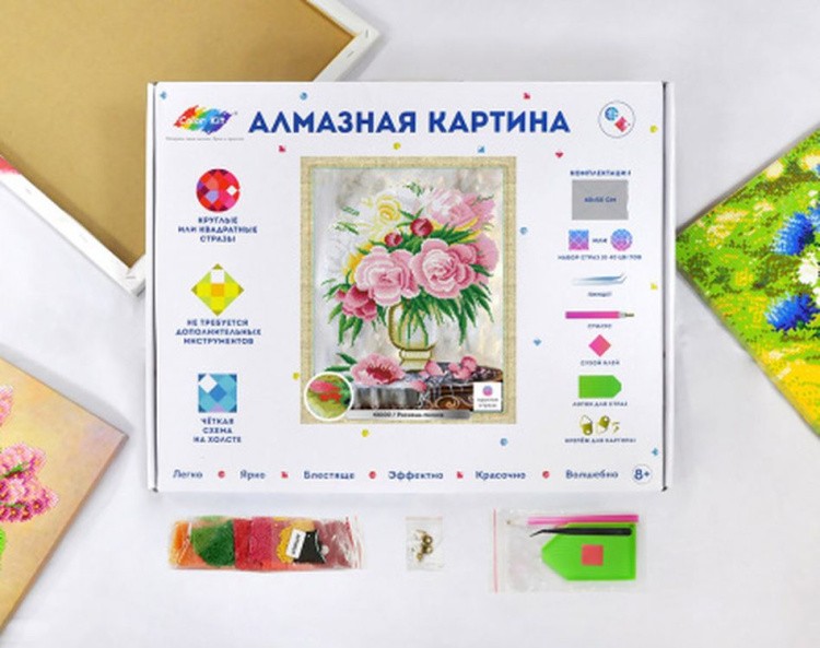 Алмазная вышивка «Роскошь пионов» — картинка 3