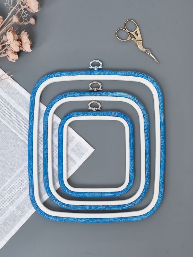 Пяльцы-рамка каучуковые 12,5х14,5 см, высота 10 мм, цвет: голубой, Nurge — картинка 3