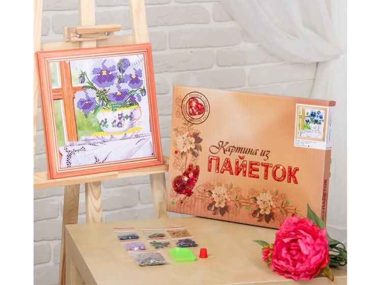 Мозаика из пайеток «Анютины глазки» — картинка 5