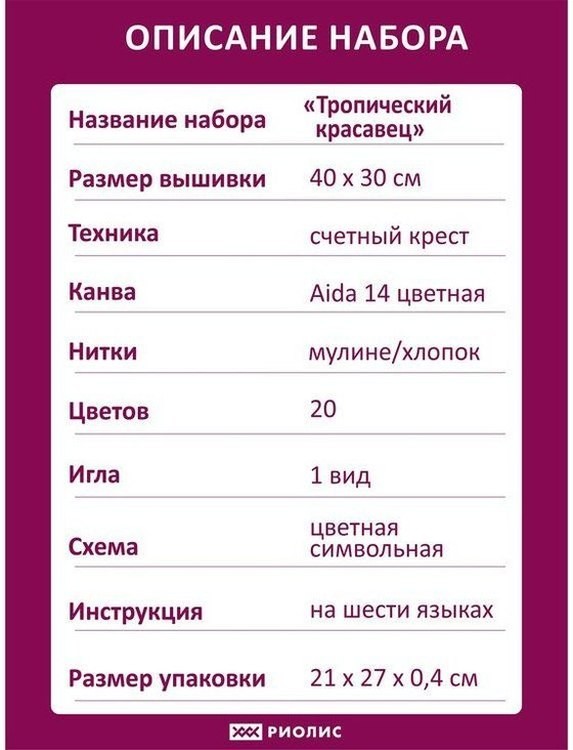 Набор для вышивания «Тропический красавец» — картинка 5