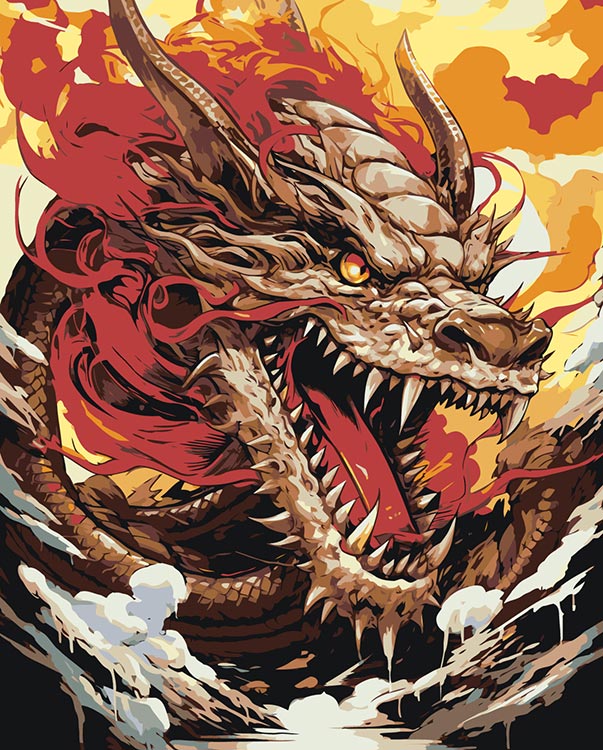 Картина по номерам «Грозный китайский дракон»