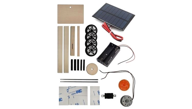 Деревянный конструктор с мотором «Машинка на солнечной батарее» — картинка 4