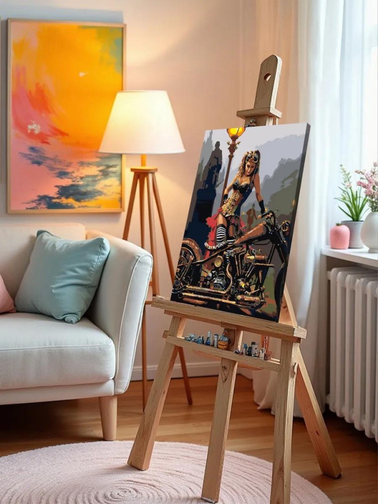 Картина по номерам «Девушка с байком» — картинка 10