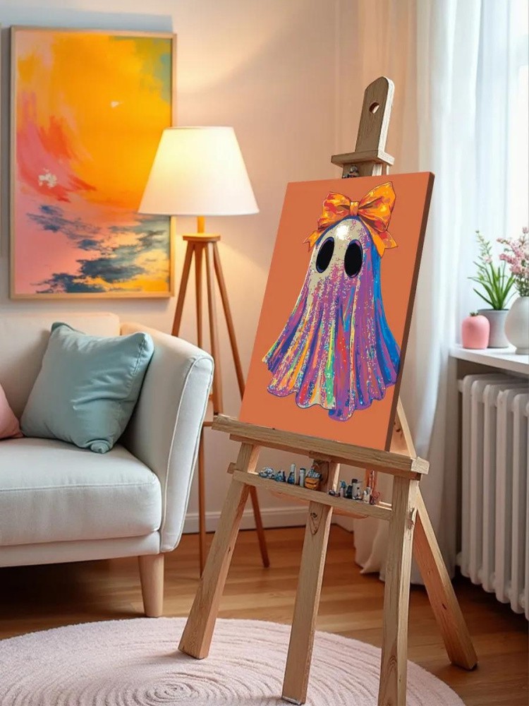 Картина по номерам «Ужасы: привидение с бантом и в блестках» — картинка 9