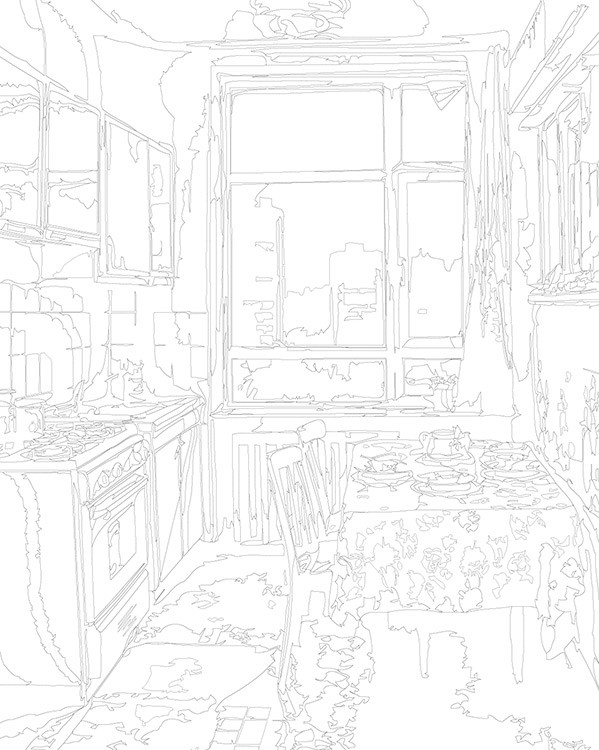 Картина по номерам «Панельки родные, уютная кухня 40x50» — картинка 3