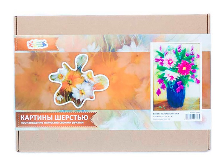 Картина шерстью «Букет с колокольчиками» — картинка 5