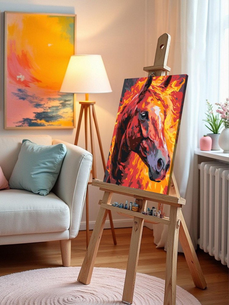 Картина по номерам Красная огненная лошадь Символ года — картинка 9