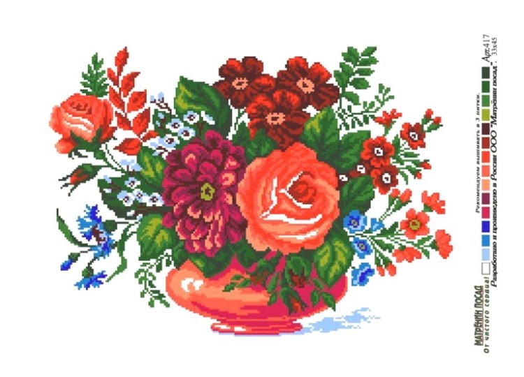 Рисунок на ткани «Букет зори» — картинка 2