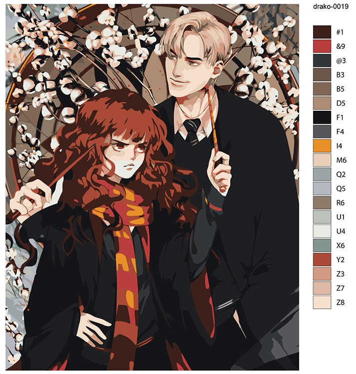 Картина по номерам «Гарри Поттер: Драмиона - Драко Малфой и Гермиона 5» — картинка 2