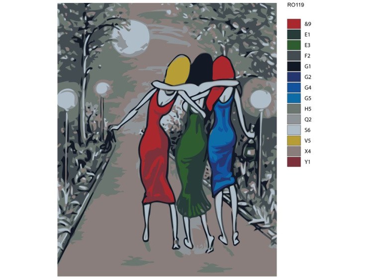 Картина по номерам «Три девицы» — картинка 2