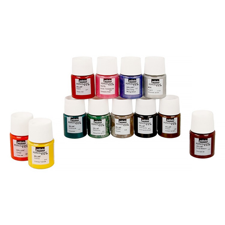 Набор красок Pebeo Porcelaine 150 «Исследование» по фарфору и керамике под обжиг, 12 цв. глянцевые №2 — картинка 5