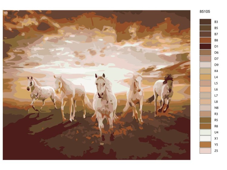 Картина по номерам «Лошади на закате» — картинка 2