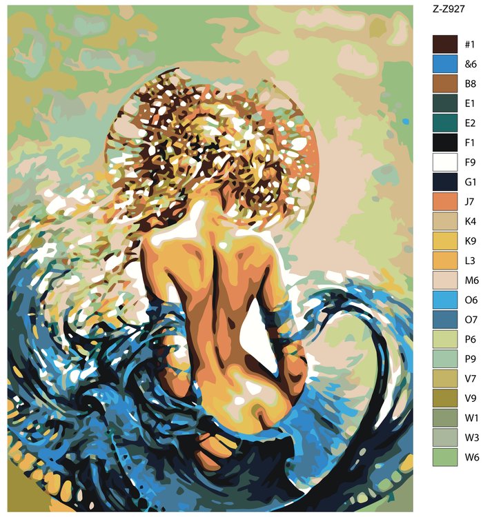 Картина по номерам «Дива в синем» — картинка 2