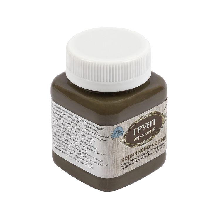 Грунт акриловый цветной 100 мл, коричнево-серый, Аква-колор — картинка 2