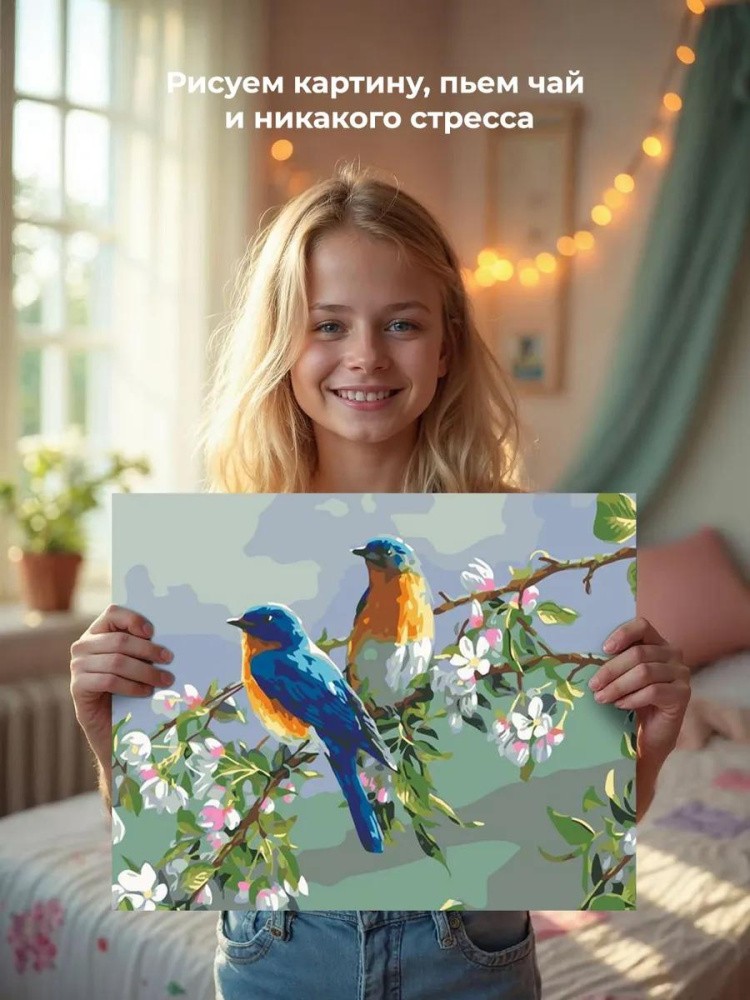 Картина по номерам «Весенние птицы» — картинка 6