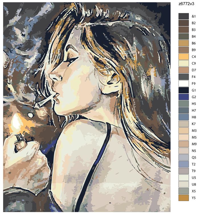 Картина по номерам «Девушка с сигаретой» — картинка 2