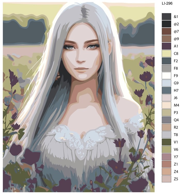 Картина по номерам «Светловолосая девушка в поле» — картинка 2