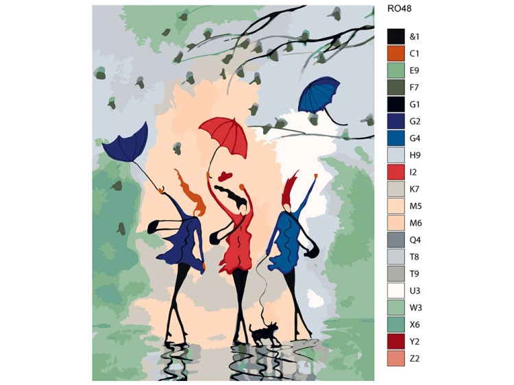 Картина по номерам «Девушки и дождь» — картинка 2