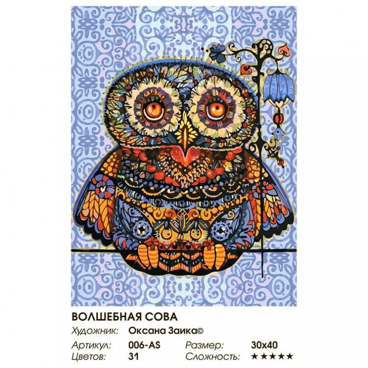 Картина по номерам «Волшебная сова» — картинка 2