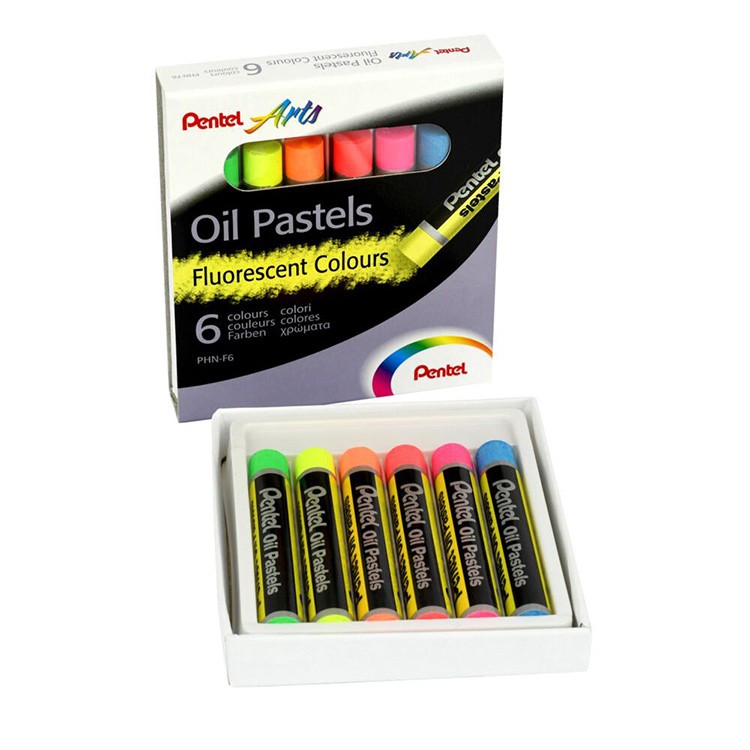 Пастель масляная флуоресцентная, 6 цв., Pentel — картинка 8